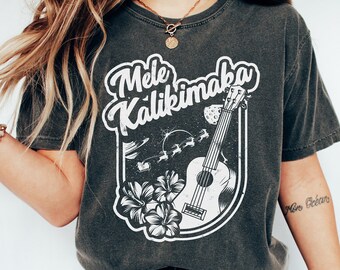 Retro Mele Kalikimaka Comfort Colors T-Shirt: Hawaiian Christmas