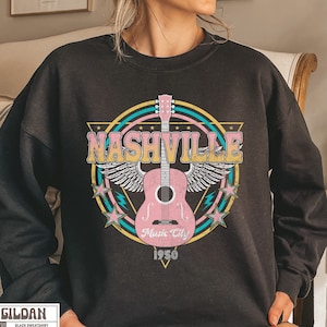 Nashville Tennessee Crewneck Sweatshirt, Super Soft Howdy Vintage, Music City, Hoodie, Oversized print, DTG, BOHO, Cowboy, Cowgirl Desert