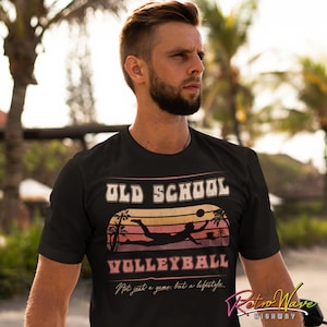 Old School Volleyball Shirt, Retro Beach Volleyball Tee, Vintage Digger Silhouette T-Shirt, Gift for Players, Volleyball Lifestyle Shirt