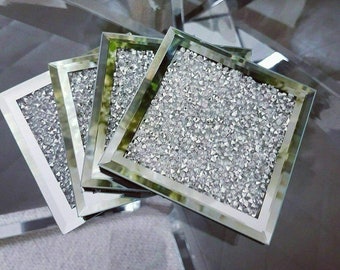 crushed diamond chopping board Silver Bling Sparkle Romany UK Chop Table Mat 