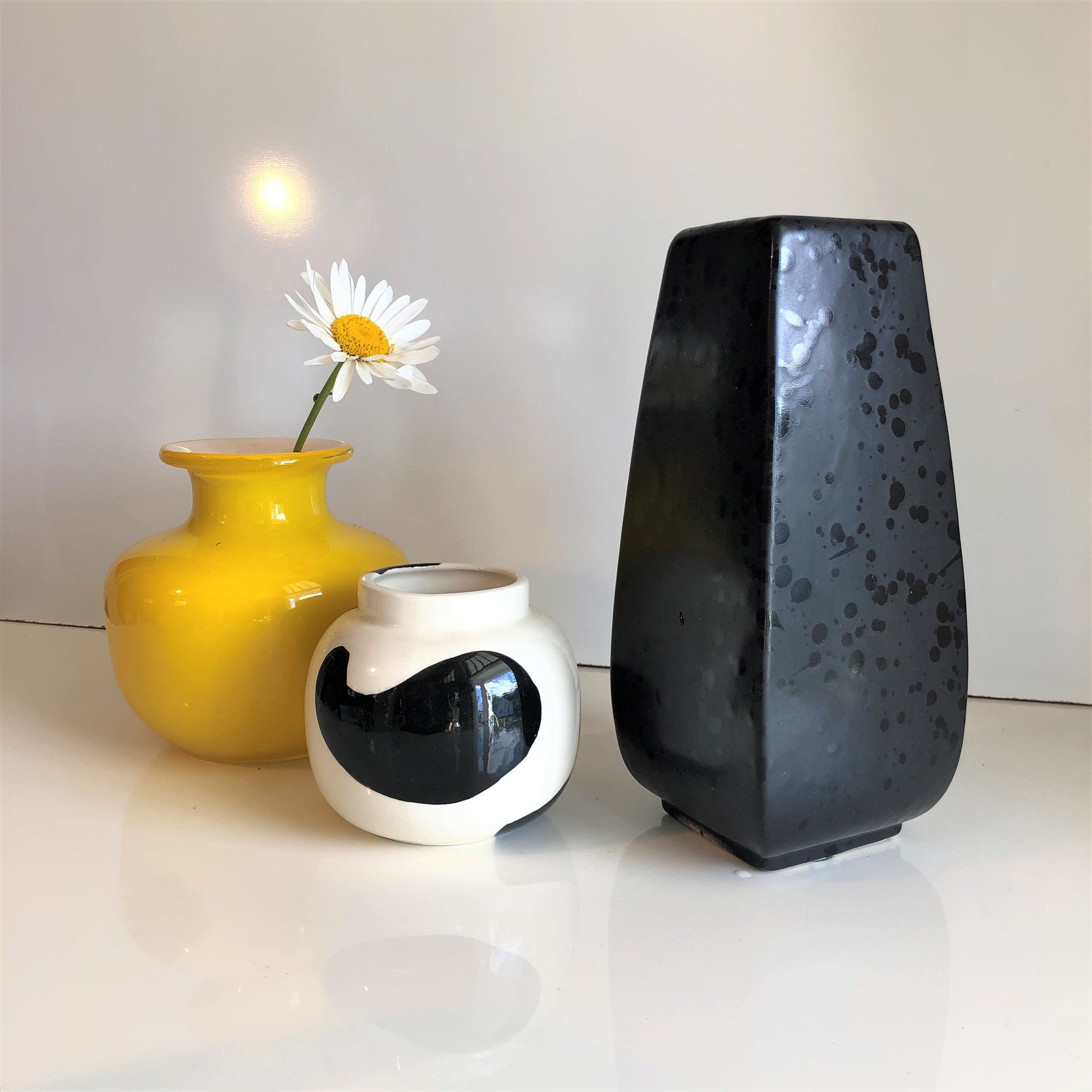 Haeger Pottery Ceramic Vase Black Satin Glaze with Gloss Etsy