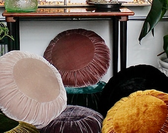 Sun Cushion | Handmade Silk Velvet Round Pillow