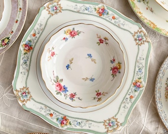 Vintage Floral Dessert Bowls | Bavarian Porcelain Scallop Edge Sauce Dishes with Gold Trim