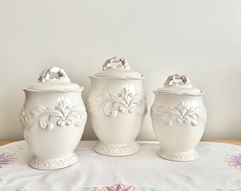 Certified International Firenze Canisters | Vintage Pamela Gladding Ceramic Set of 3 Tuscan Kitchen Storage Jars