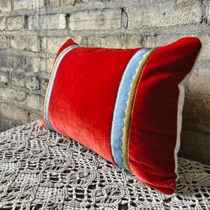 Luxe Embellished Decorative Pillow, Antique French Trim, Art Deco, Unique Decor, Silk Velvet Lumbar Pillow, Decorative Pillow for Couch, Bed image 4