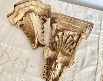Ornate Corbel Shelf Set | Pair of Vintage Acanthus Wall Brackets
