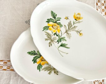 Wedgwood Golden Glory Utility Trays | Vintage Floral Serving or Vanity Dish Pair