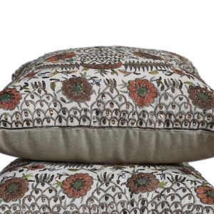 Ottoman Embroidered Pillow Set, Linen Pillows, Metallic Embroidery, Antique Home Decor image 3