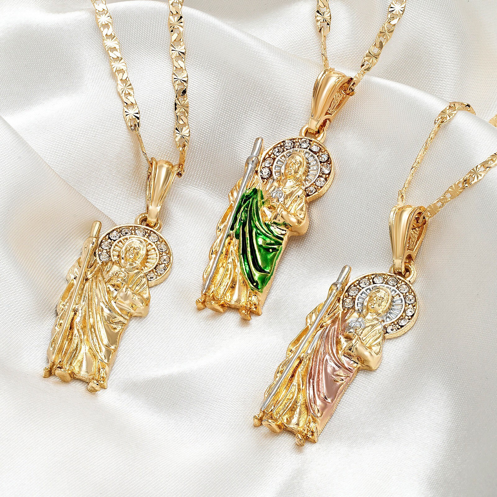 Saint Jude Necklace 14K Gold Plated/ San Judas Tadeo Medalla Oro ...
