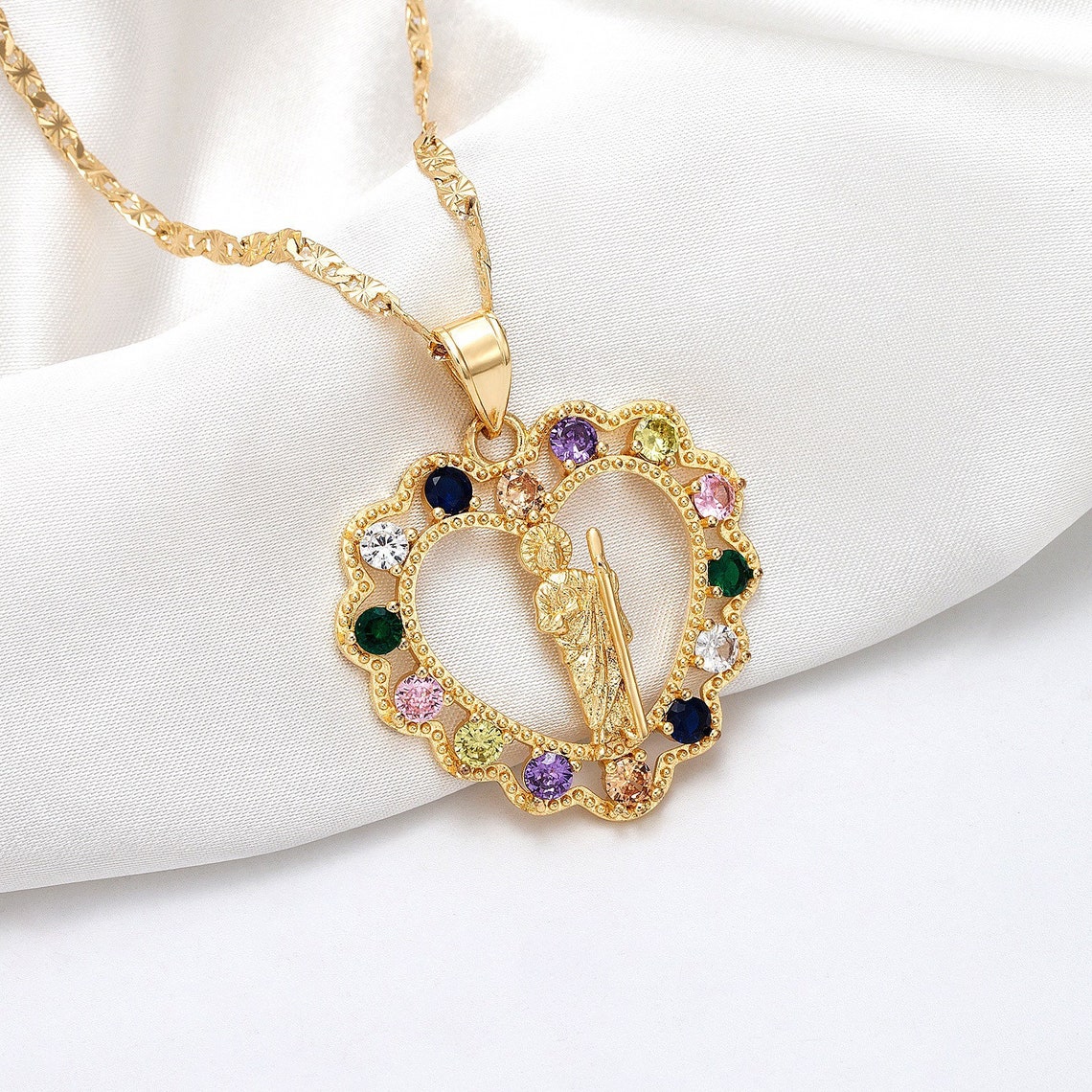 14K San Judas Tadeo Medalla Gold Filled Saint Jude Pendant Necklace Oro ...