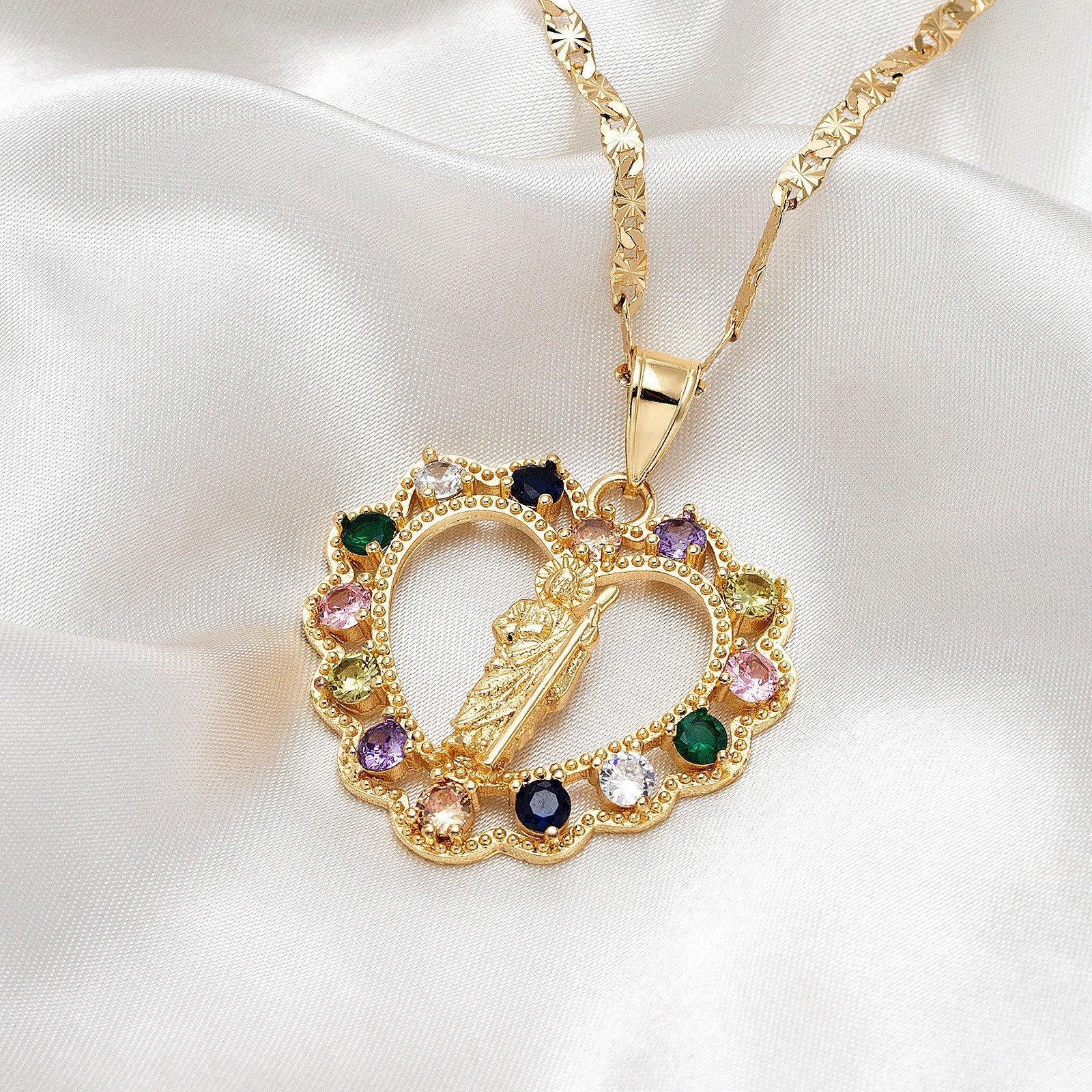 14K San Judas Tadeo Medalla Gold Filled Saint Jude Pendant Necklace Oro ...
