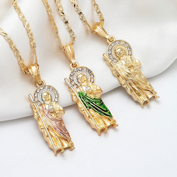 Saint Jude Necklace 14K Gold Plated/ San Judas Tadeo Medalla Oro Laminado