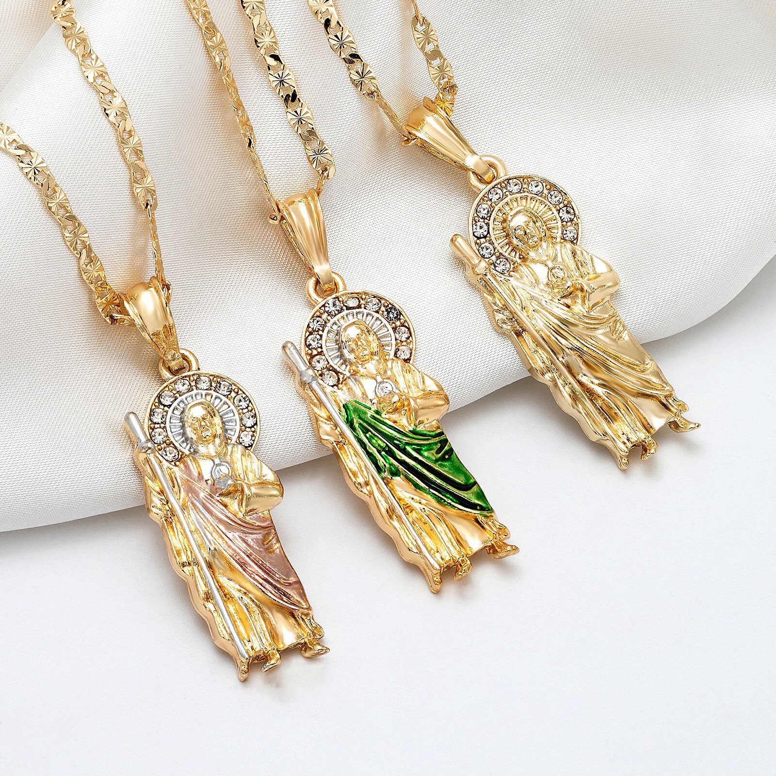 Saint Jude Necklace 14K Gold Plated/ San Judas Tadeo Medalla Oro ...