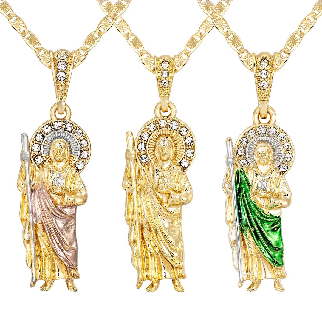 Saint Jude Necklace 14K Gold Plated/ San Judas Tadeo Medalla Oro ...