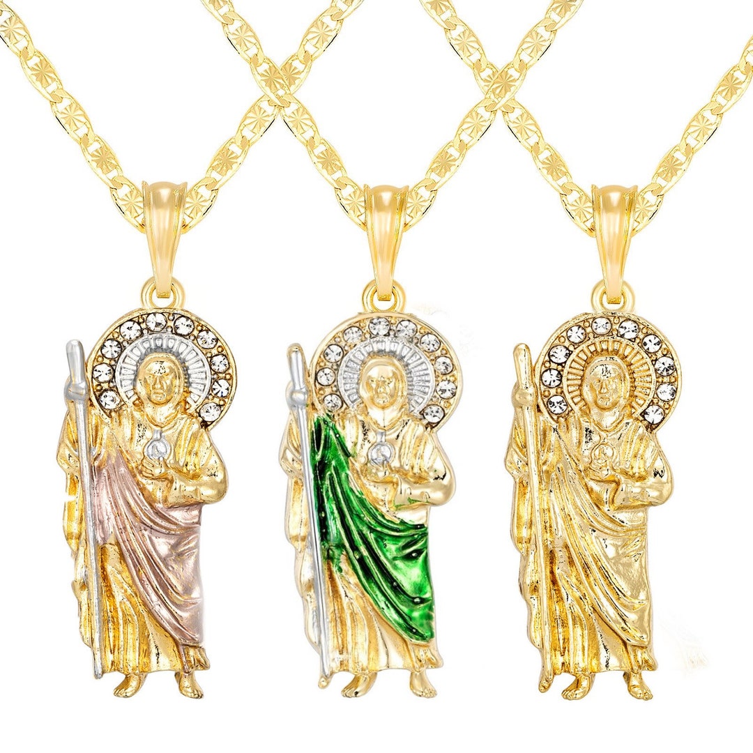 Saint Jude Necklace 14K Gold Plated/ San Judas Tadeo Medalla Oro ...