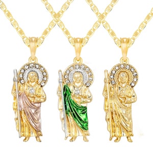 Collar San Judas 14K Chapado en Oro/ San Judas Tadeo Medalla Oro Laminado