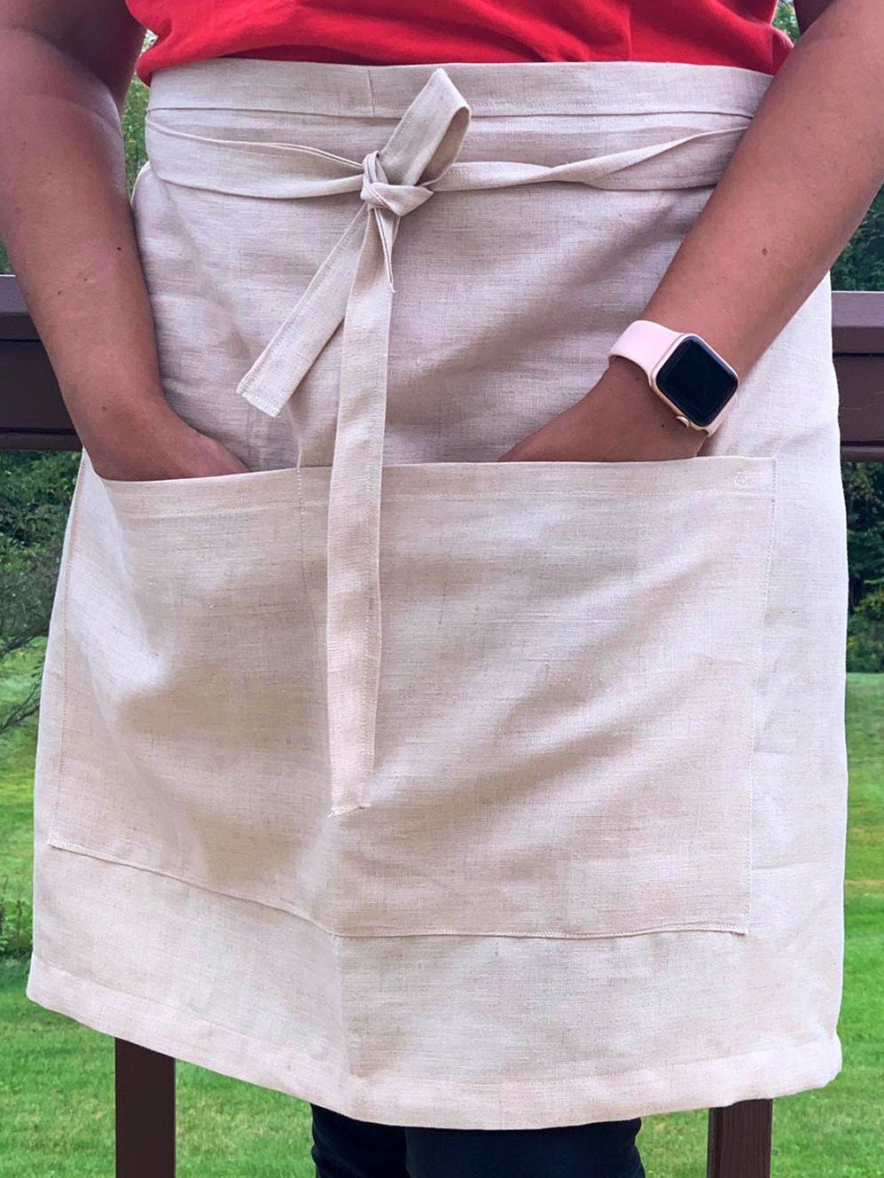 100 Linen Half Apron with pockets. Eco friendly Etsy