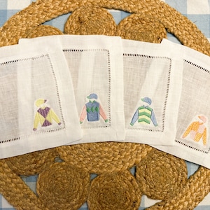 Kentucky Derby Jockey Linen Cocktail Napkin Set