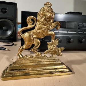 Vintage Brass Lion Bookend