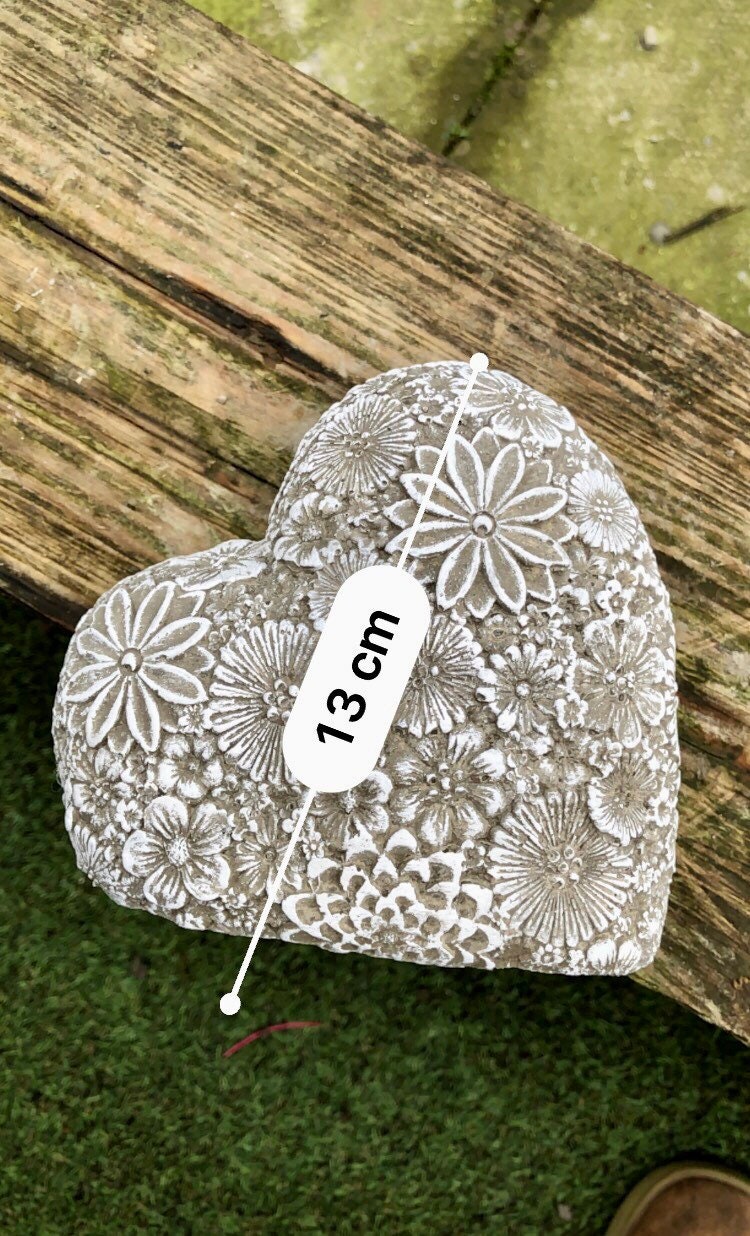 Stone/cre 3D Floral Heart Garden Statue or Home Decor Etsy UK