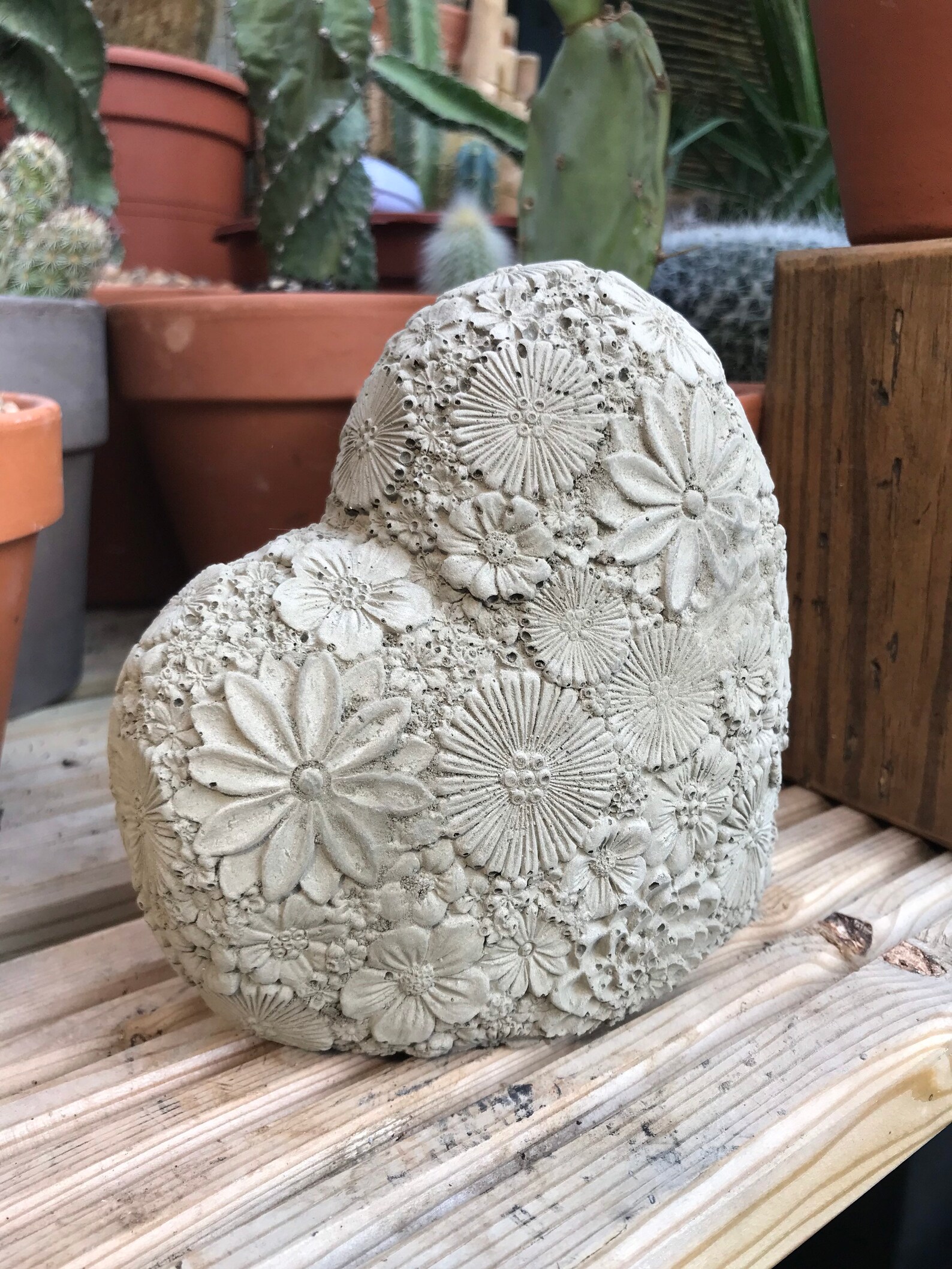 Stone/cre 3D Floral Heart Garden Statue or Home Decor Etsy