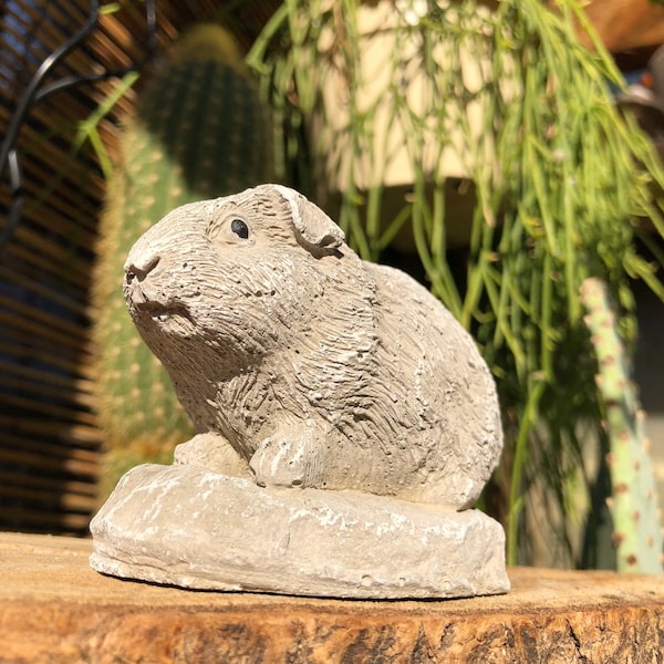 Stone/cre pet Guinea pig  / hamster - garden statue or home decor . Pretty quirky ornament