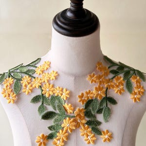 Par de apliques de folhas verdes, espelho, bordado, flor colorida, folha, patch, costura para vestido, vestuário