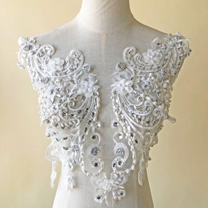 Pärlbroderad blomapplikation färgglad kostymer överdel fest strass lapp broderi motiv för outfit klänning