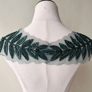 Folhas verdes apliques espelho par folha verde frisado remendo de renda para fantasias vestido jaqueta