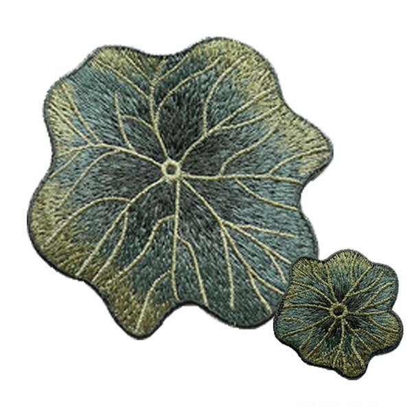 Embroidery Leaf  Patch Lotus Leaves Applique Sewing Embellished  for Garment Jeans 2 pcs