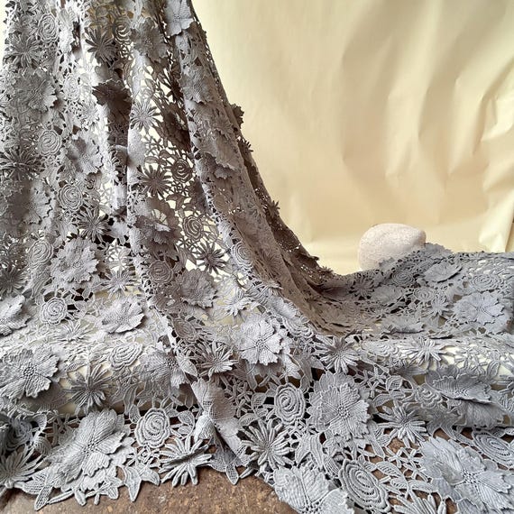 Gray Fabric 3D Flower Guipure Lace Fabric Overlay for Prom Dress Swing Dress  47 Inches Width - Etsy