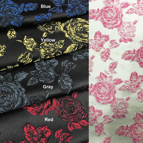 Embossed Fabric  Bloom Rose Jacquard  Fabric  for Party  Dress Dinner Jacket 57 inches Width