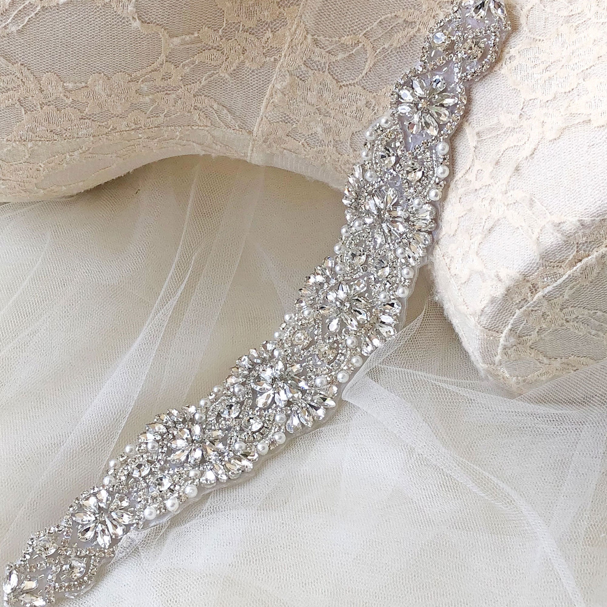 Bridal Sash Belt Hot Fixed Rhinestone Wedding Dress Sash 
