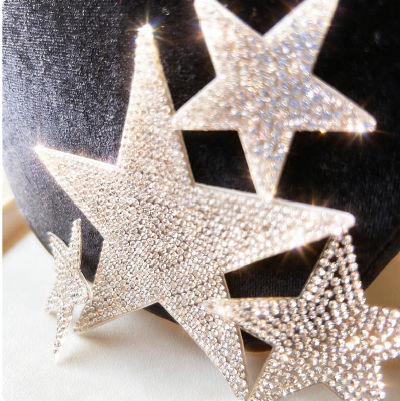Rhinestone Star Applique Set Self Adhesive Bling Star Patches for Shoes, Clothing, DIY Craft Projects image 2