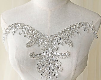 Beaded  Collar Applique Off-Shoulder Neckline Wedding Dress Neckline Trims  Bling Addition