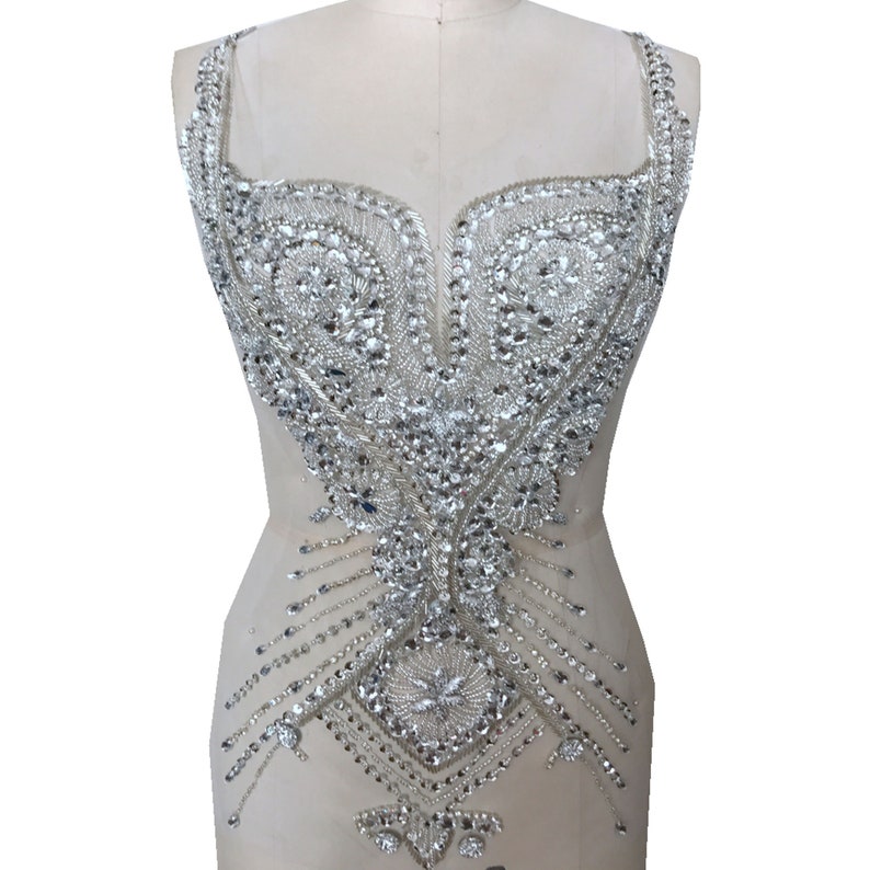 Square Beaded Bodice Applique Sparkly Front Rhinestone Etsy