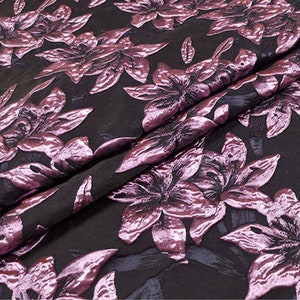 Lily Damask Jacquard Fabric by yard Embossed  Flower Brocade Fabric Drapery for Cocktail Party Dress 63 inches Width
