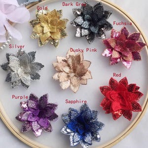 5 apliques de flores con lentejuelas 3D para manualidades y disfraces.