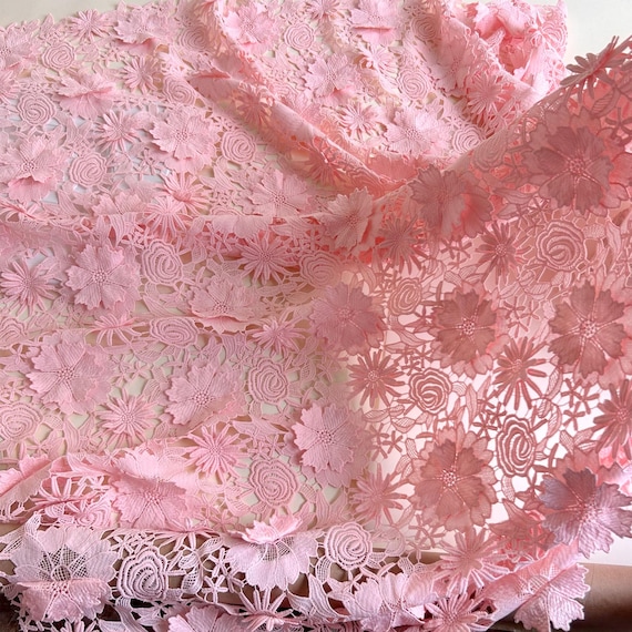 Guipure Lace Fabric by Yard 3D Flower  Fabric Beach Swing Dress Fabric Overlay Fabric for Dress Tops