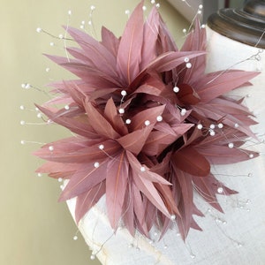Fascinators Hat Flower Beaded Feathers Headwear Feathers Flower  for Wedding Cocktail Party