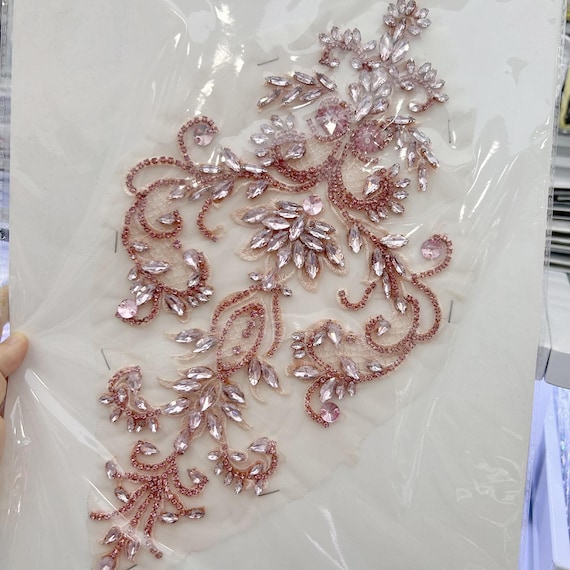 Aplikasi Kristal Pengantin Buatan Tangan Berkilau PE001, Patch Berlian Imitasi u