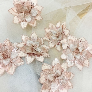 Sequined Flower Motif Applique 3D Flower Sewing Accessories for  DIY Craft Projects Costumes