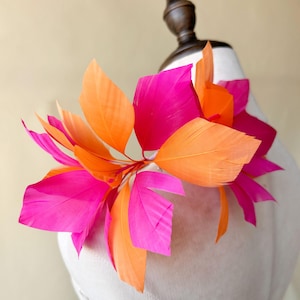 Color customized Flower Fascinators  Pillbox Hat Flower  Feather Trim Prom  Accessories for  Hat