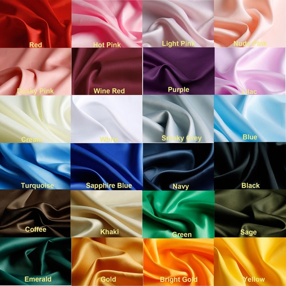 Satin Fabric By the yard Matt Satin Lining Fabric for Wedding Decoration  Party Pajamas 59 inches Width