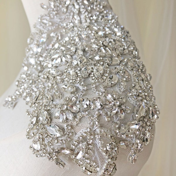 Sparkling Rhinestone Bodice Applique Bling Accents Wedding Dress Shoulder Addition Prom Dress Motif