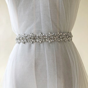 Hot Fixed Rhinestone Sash Belt Trim Bling Embellished Silver Rhinestone Belt for Bridal Sash Party Belts