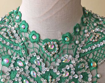 Col Collier Femme En Coton Blanc - Strass Et Perles Colorés - Provy.Dence - France