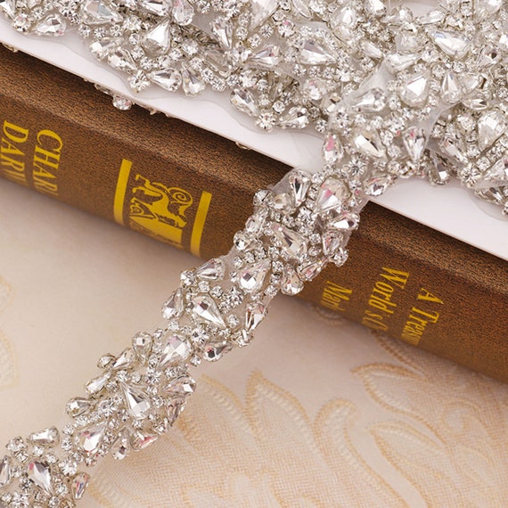 Buy Iron on Rhinestone Belt Bling Clear Crystal Diamante Belt for - Main Image