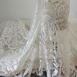 Delicate Leaf Fine Guipure Lace Trim Embroidered Leaf Tulle 