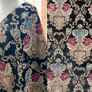 Golden Flower Jacquard Fabric  Luxury Brocade Fabric for Dress,Gown 57 inches Width